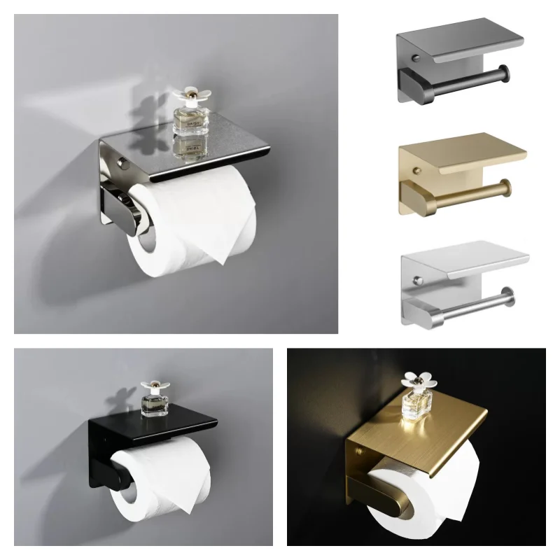Portarotolo per carta igienica in acciaio inossidabile 304 con ripiano per telefono Portarotolo per carta igienica