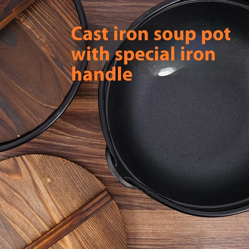 Cast Iron Dutch Oven for Outdoor Cooking, Stew Meat and Make Soup Campfire Cooking Cast Iron Skillet, BBQ Chicken and Boil Water