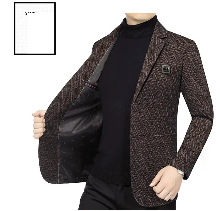 Herren-Blazer Modischer Business-Bankett-Tanz-Sänger-Blazer Gestreifter Figurbetonter Lässiger Trendiger Hochzeits-Bankett-Performance-Blazer – Detail 8