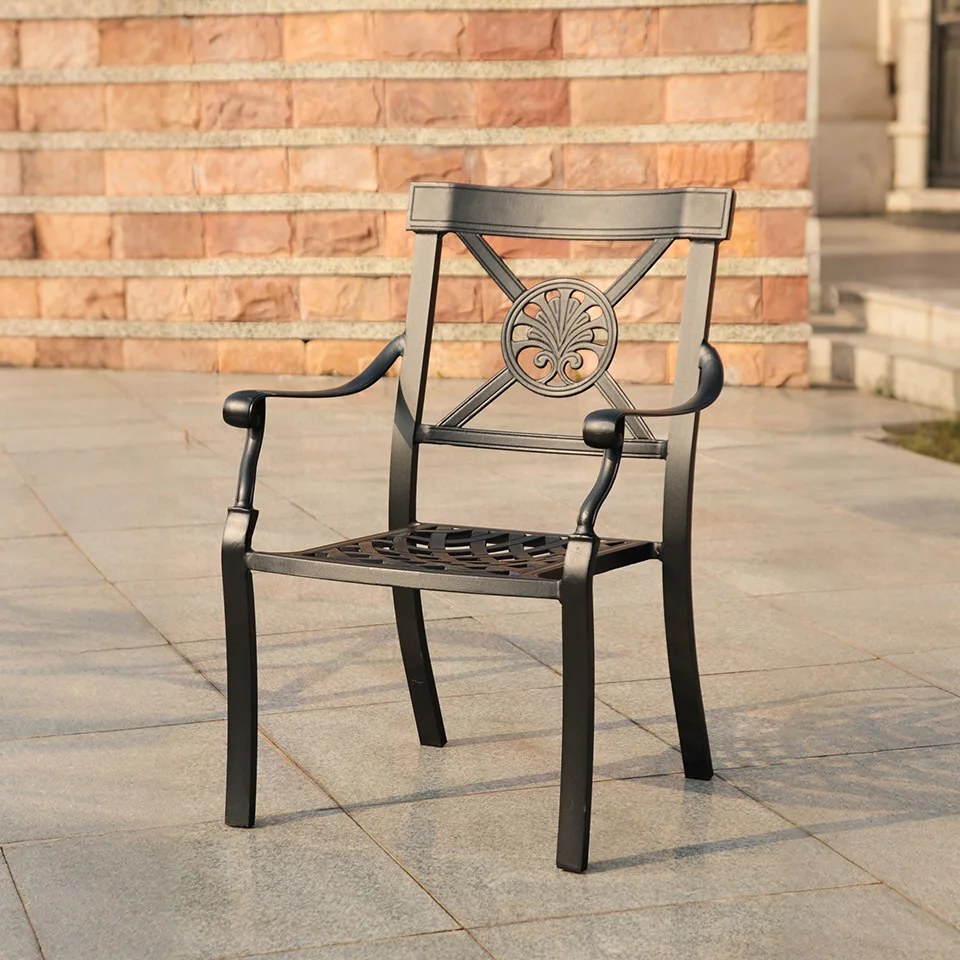 Outdoor cast aluminum chair, garden chair, courtyard terrace, restaurant, beverage shop, outdoor leisure dining chair
