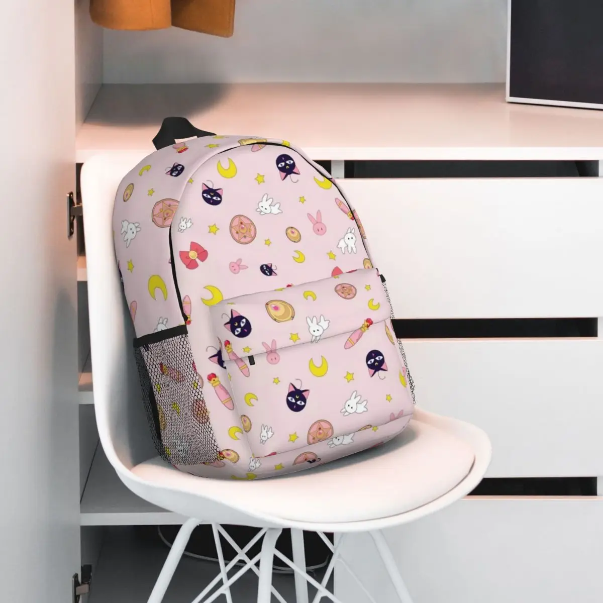 Sailor-Moon Print mochila leve, saco escolar padrão novo na moda, 15"