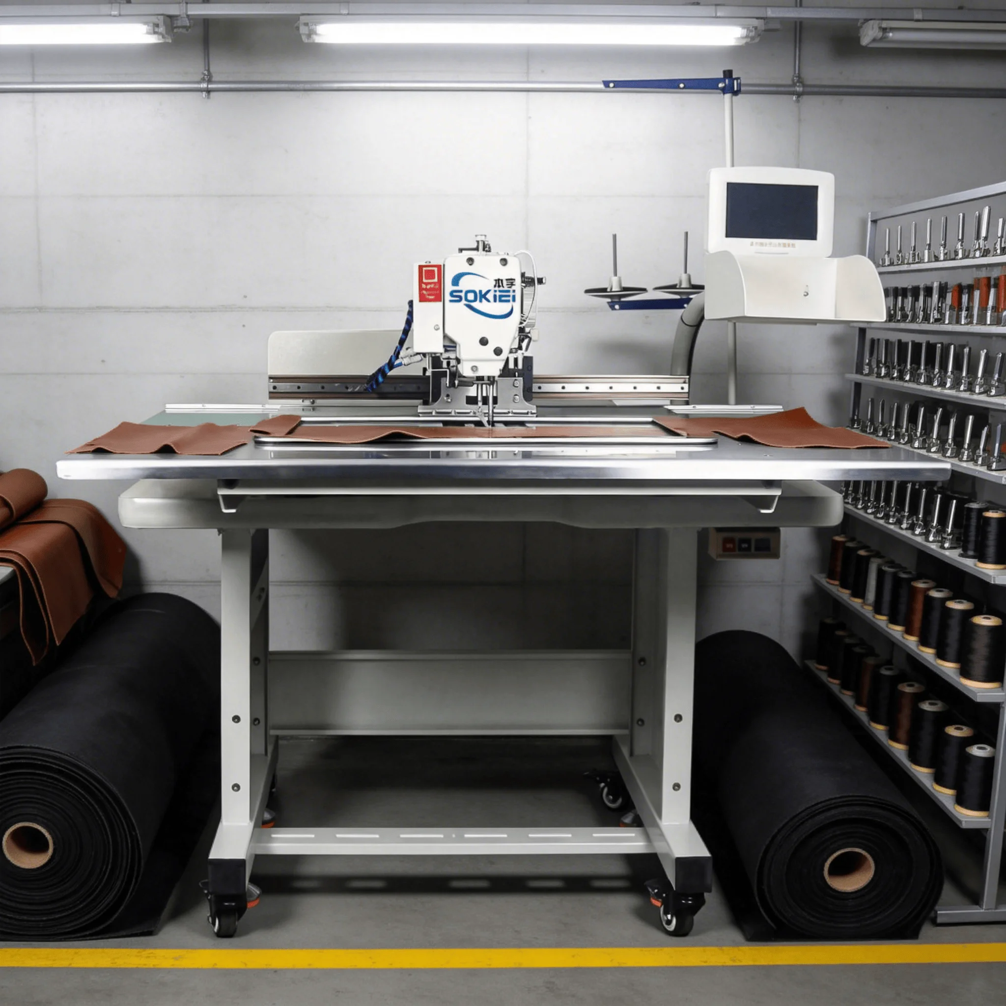 Computer Pattern Sewing Machine With Side-Slip Device - Programmable Pattern Sewer For Leather & Heavy Materials Automatic Feed