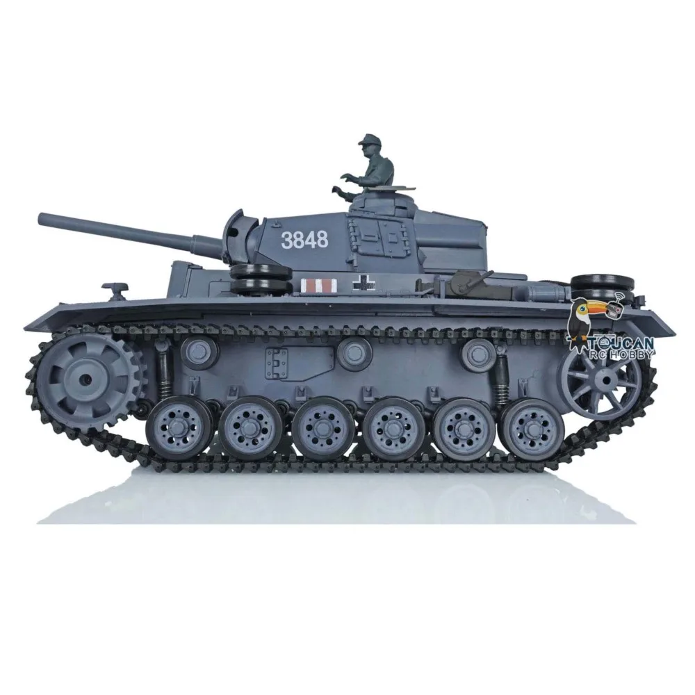 2.4G 헨롱 1/16 스케일 RC 팬저 7.0 플라스틱 독일 팬저 III L RTR RC 탱크 모델 3848 360 °   포탑 차량 장난감 TH17340