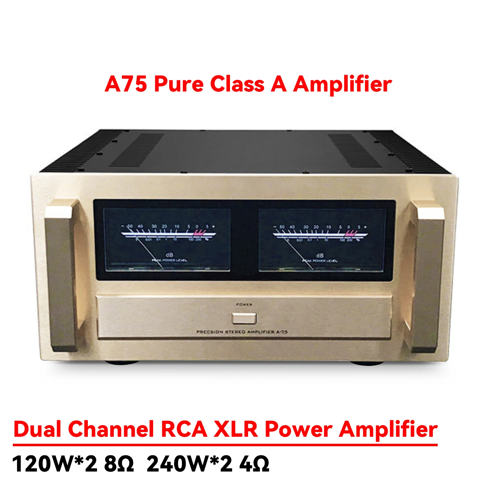 AMXEKR A75 120w*4 Class A Power Amplifier Bridge, 2-channel 240w*2 Balanced XLR High-power HIFI High-end Stereo Amplifier Audio