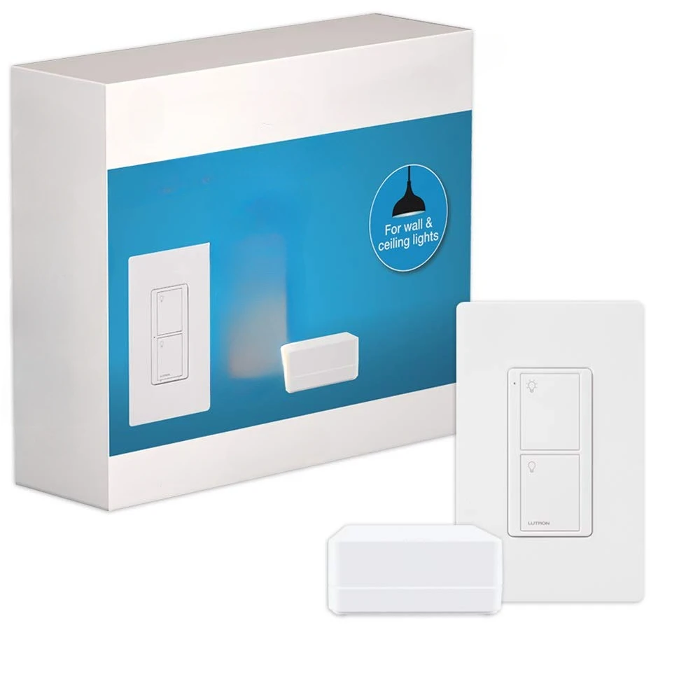 Caseta Smart Lighting Kit w/ Hub, Original Switch, & Wall Plate, for Light Bulbs and Fans