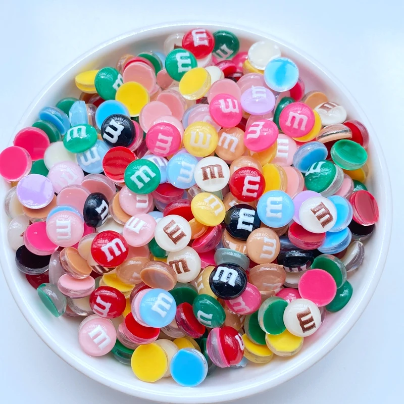 50Pcs New Cute 8mm Mini Mixed M Letter Series Resin Flatback Cabochon Scrapbook Kawaii Embellishments Accessories