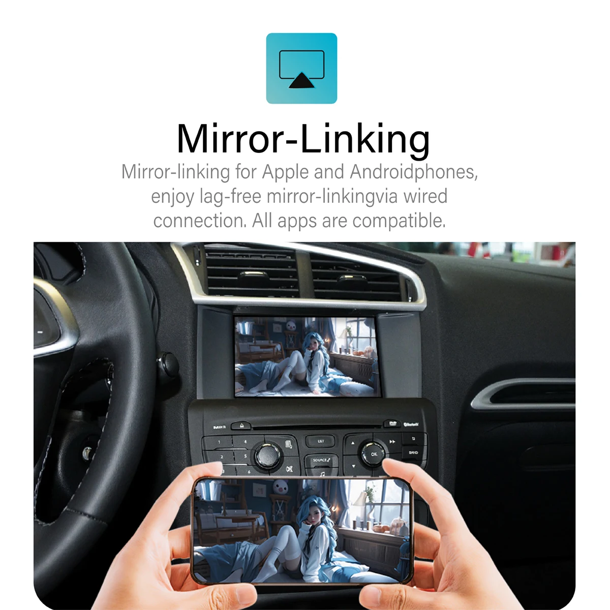 Sinairyu Wireless Carplay and Android Auto module for Peugeot 208 308 508 3008 C4 DS3 DS4 DS5 SMEG NAC Mirror Link Multimedia