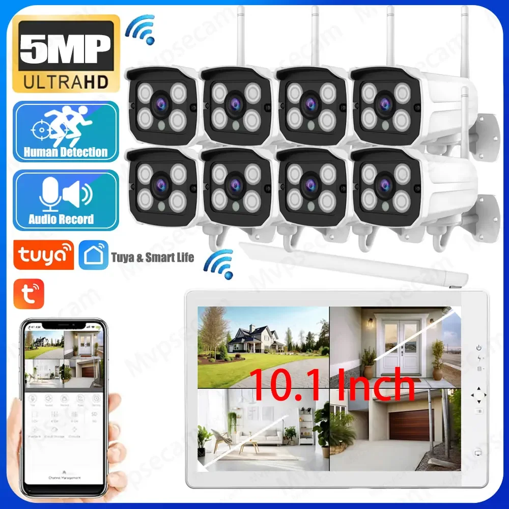 

Smart Life TUYA Cctv Camera Ip67 8CH IP Surveillance System Outdoor Indoor Wireless 10.1 Inch Lcd Screen Wifi Battery Nvr Kit