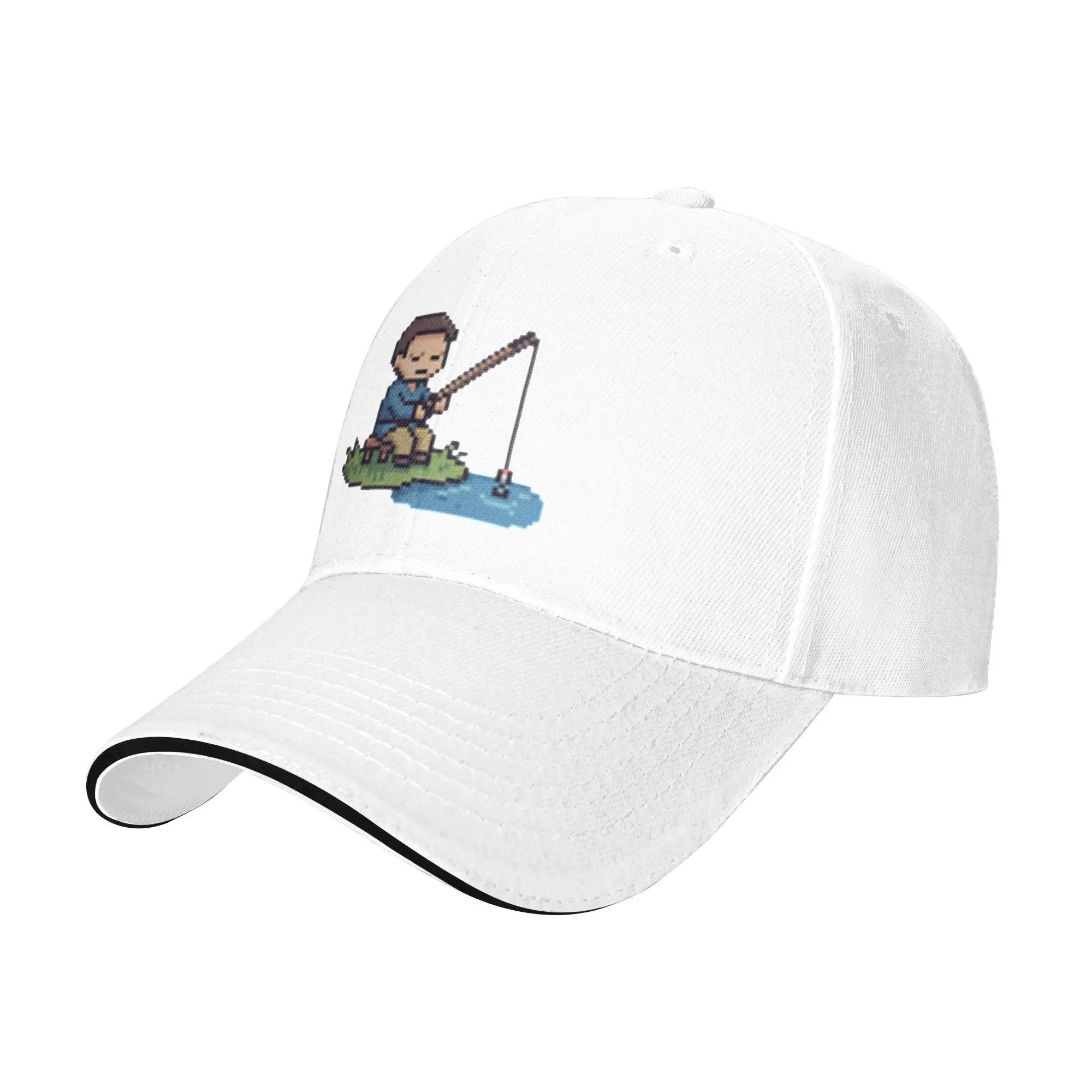 Peaceful Fishing Pixel Art Gift For Children Men Women A Baseball Cap Hat