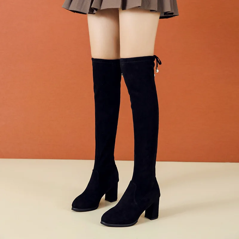 

New Over-the-knee Long Boots for Women in Autumn and Winter 2025, Featuring Suede High-heeled Long Boots and Plus-size Women