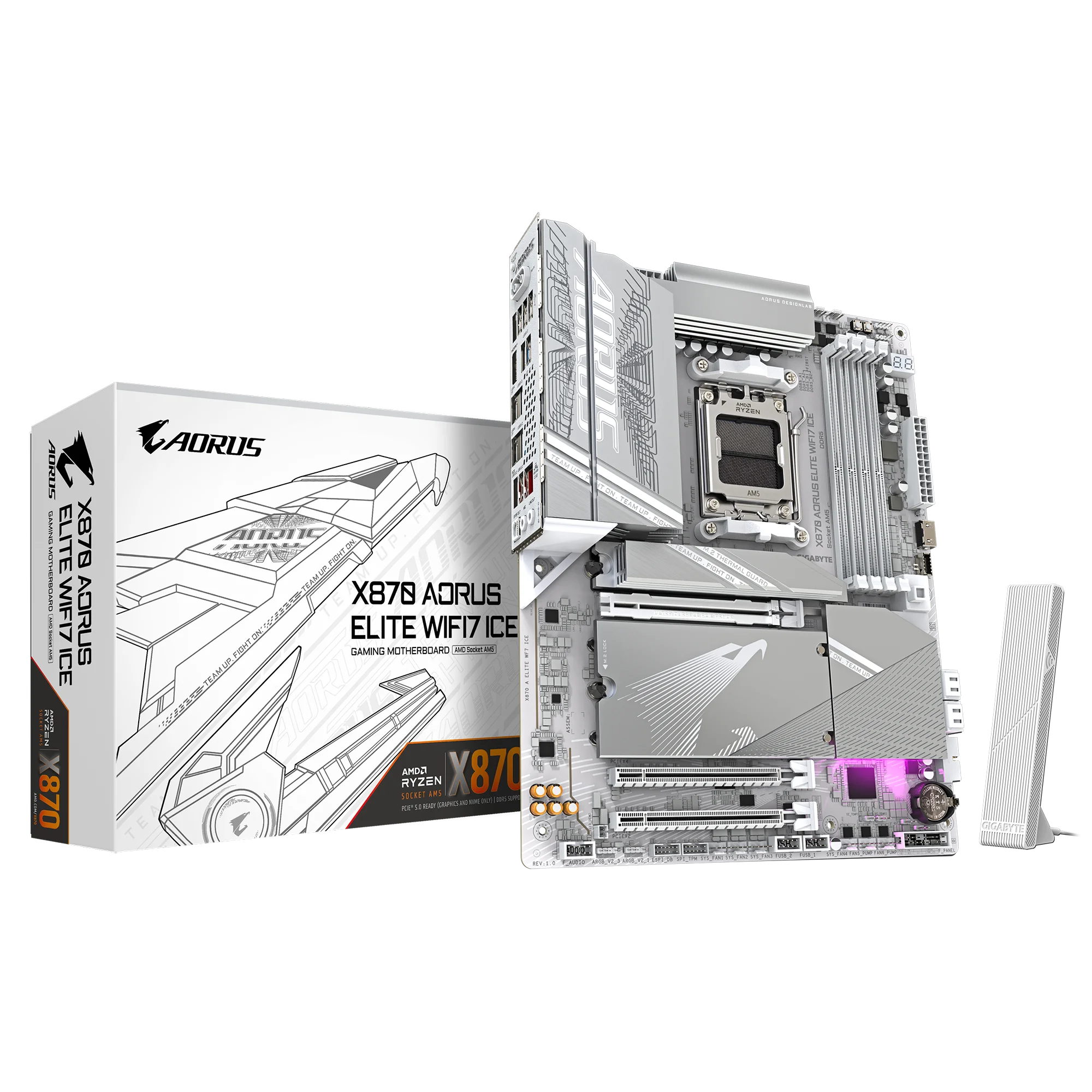 

GIGABYTE X870 AORUS ELITE WIFI7 ICE New ATX AMD X870 DDR5 16+2+2 / 4*M.2 / 2.5GbE LAN Motherboard