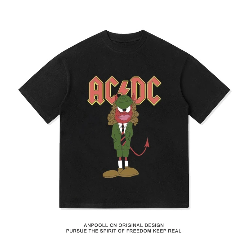

Высококачественные футболки Heavy Metal Rock ACDC Band в американском стиле ретро в сочетании с мужским и женским принтом High Street Summer