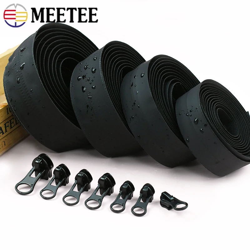 2-10M 3 # 5 # 8 # 10 # Cremalleras de nailon impermeables con tirador de cremalleras, cinta para cremallera de ropa, cierre de bolsillo, Kits de reparación de cremalleras, accesorios de costura