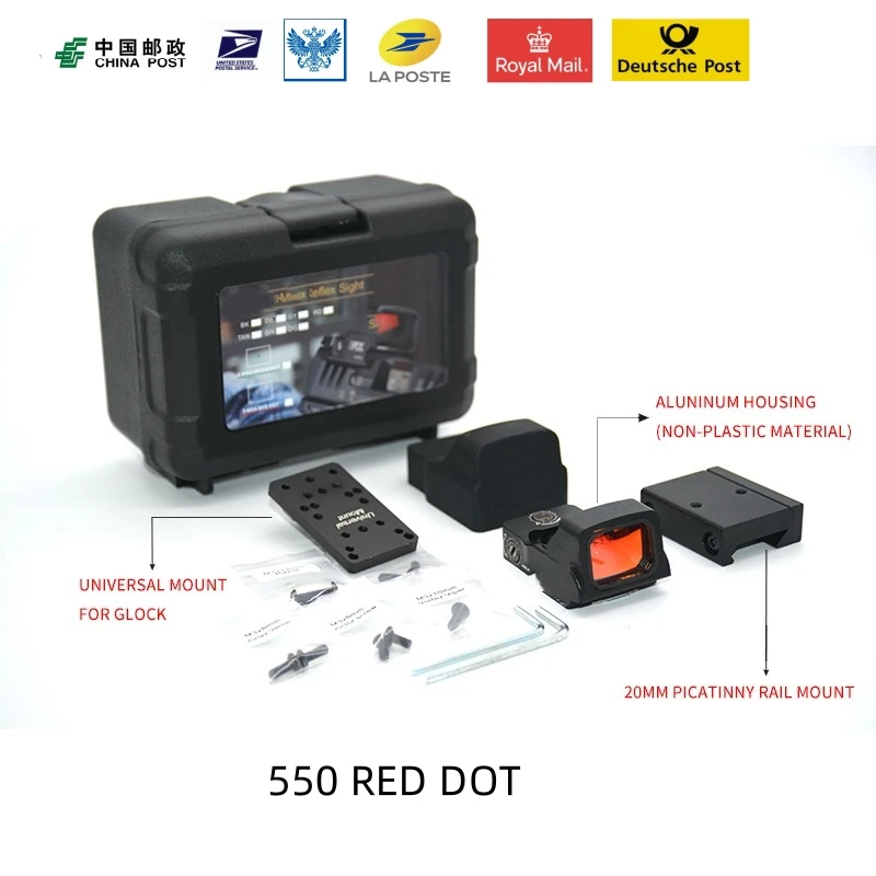 

VRGFSHT Tactical Optics 550 PRO M1 Red Or Green Dot Scope Hunting Airsoft Gun Glock Mini Pistol Optical Scope