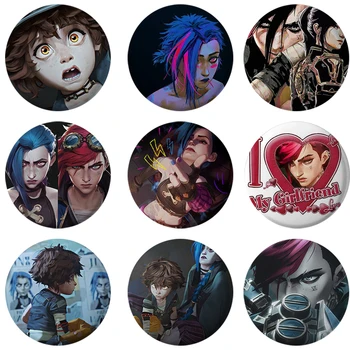 58mm Sıcak Karikatür Arcane Jinx Yumuşak Düğme Pimleri Kaçak Loli Broş Rozet Çanta Aksesuarları Oyun Arkadaşlar Hediyeler Toplamak