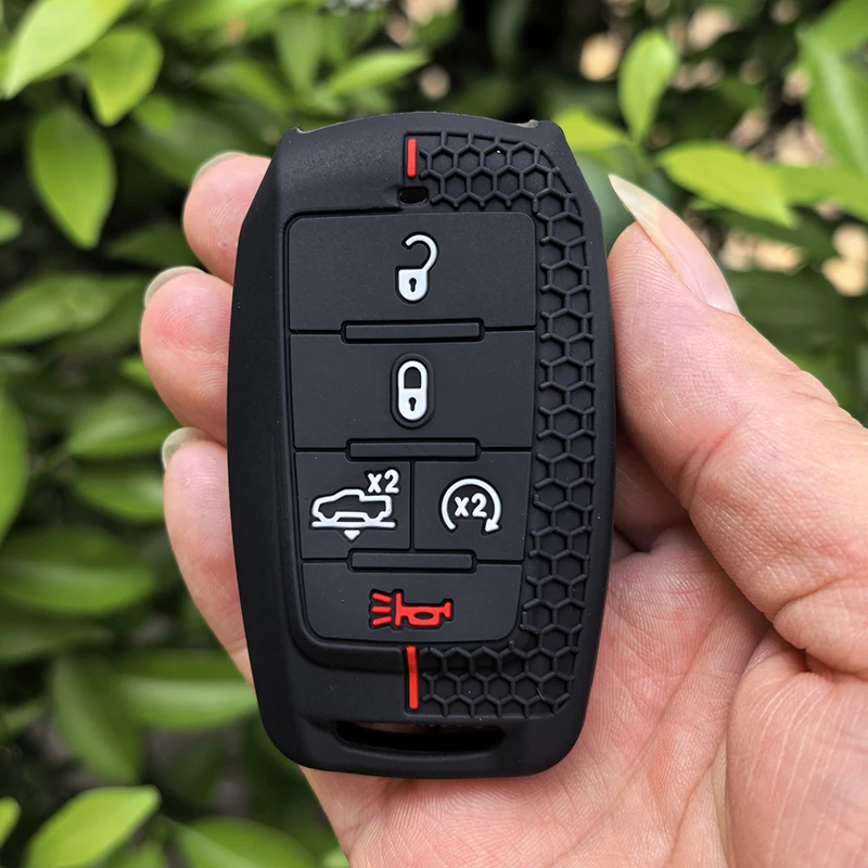 Silicone Car Remote Key Case for Dodge RAM1500 RAM2500 TRX RAM 1500 Key Holder Cover Skin 2021 2020 5 Button Keychain Shell Fob