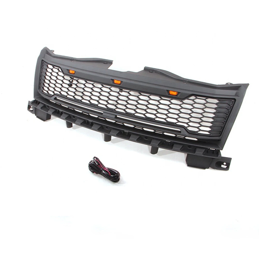 For Ford Edge 2007-2010 Modified ABS Mesh Grill Hood Grills With LED Light Replacement Grille Cover Car Front Bumper Grilles