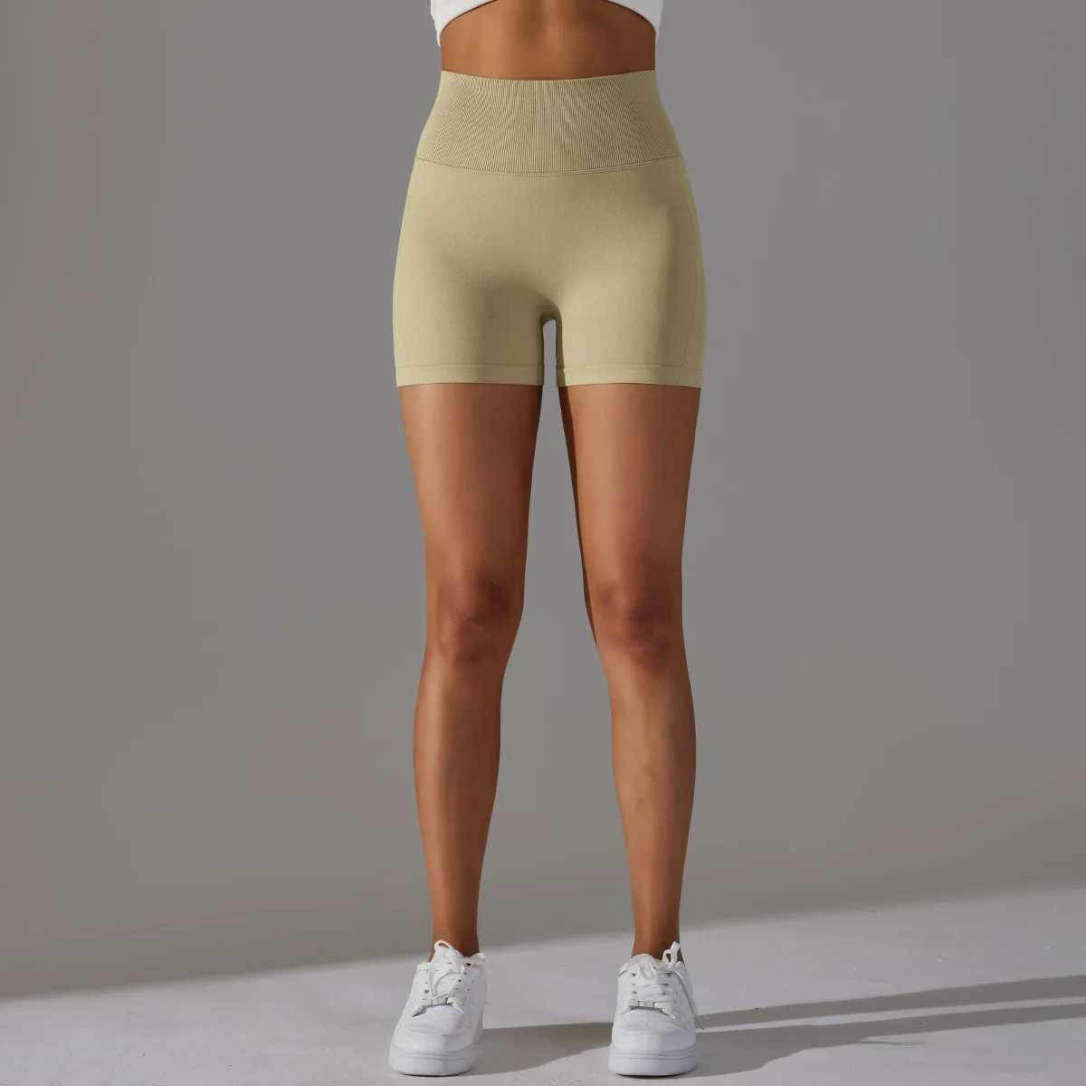 Pantalones cortos de Yoga sin costuras tejidos, pantalones cortos deportivos para mujer, pantalones cortos para correr y ciclismo, mallas deportivas, mallas elásticas de entrenamiento de cintura alta para gimnasio