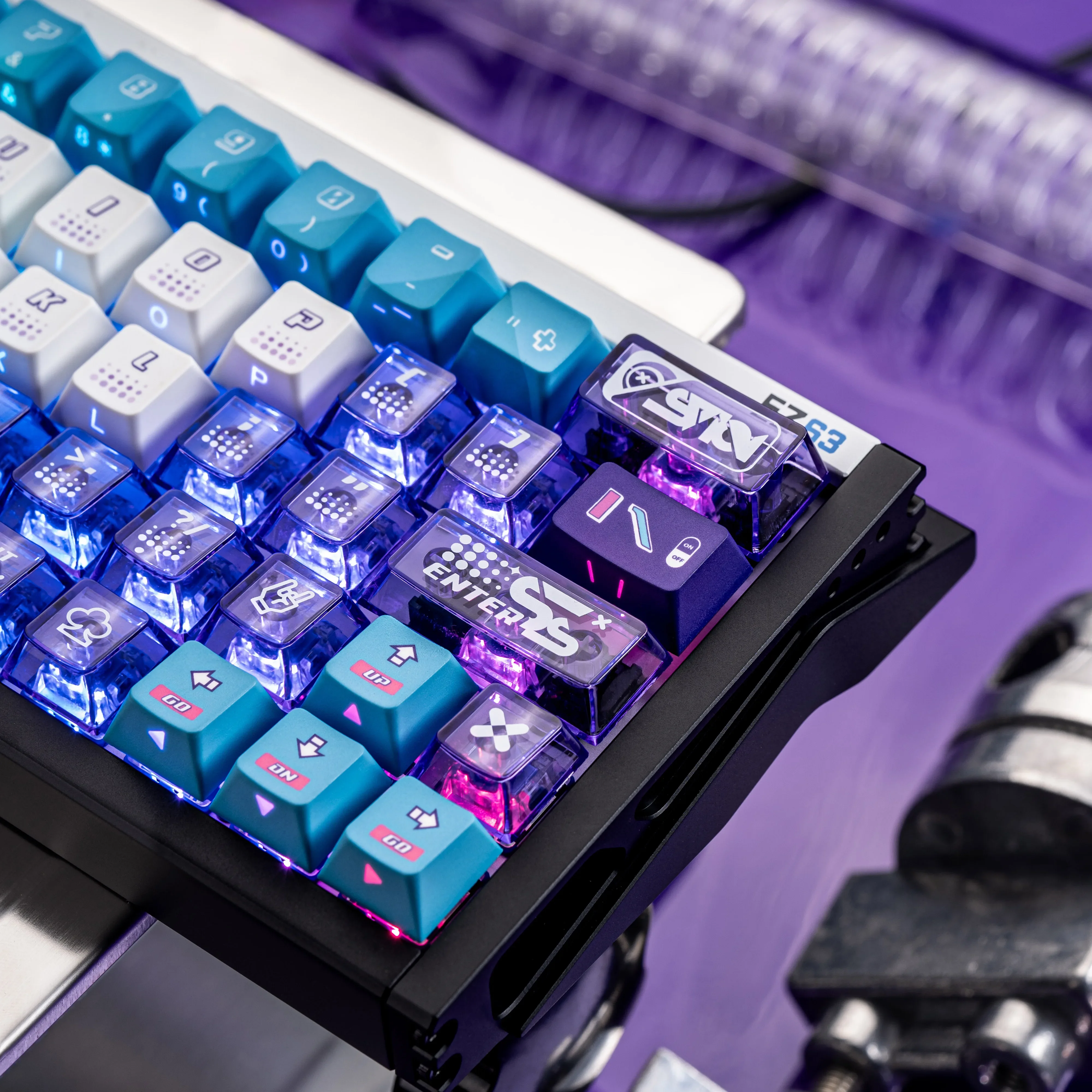 Visual gaming keycaps Cherry profile PBT and PC material Purple sublimation PBT customization  keyboard cap 키캡