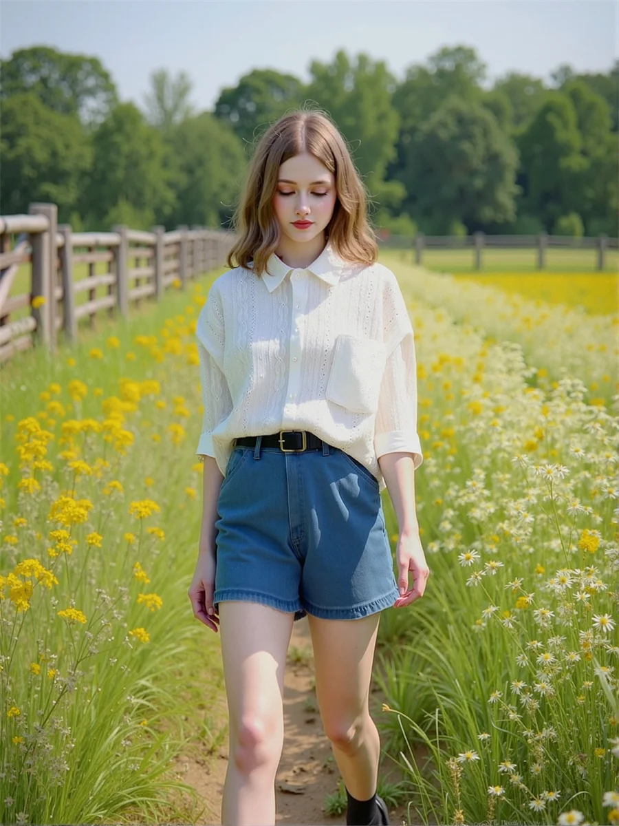 반팔 플러스 사이즈 여성 셔츠 클래식 스타일 의류 여성용 물방울 무늬 프린트 앞단추 달콤한 프레피 스타일