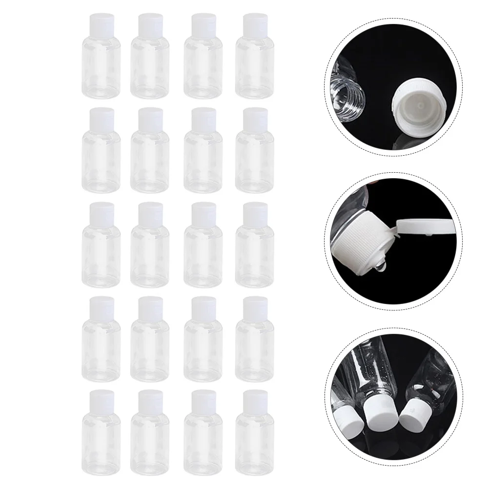 20 garrafas plásticas recarregáveis do aperto do curso dos pces 50ml tampas clamshell à prova de vazamento recipientes dispensadores portáteis para loções cremes