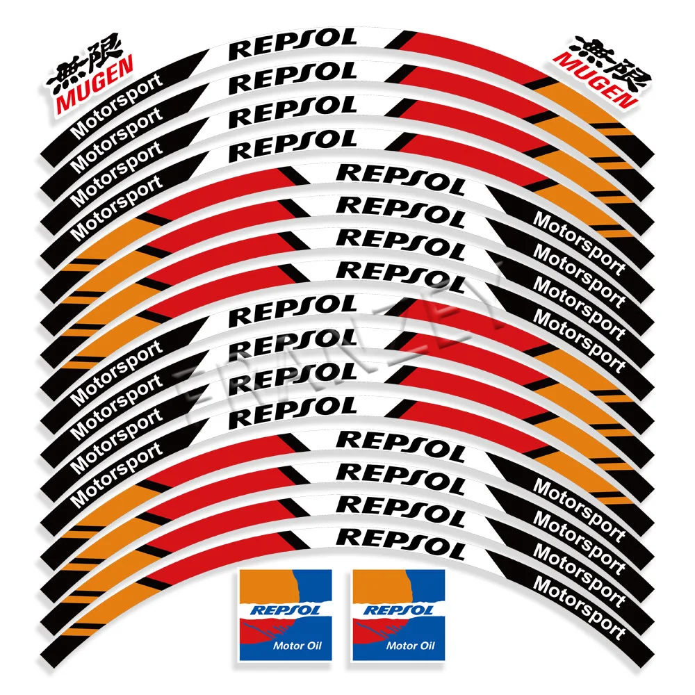 สําหรับ HONDA CBR250R VFR 400 CBR600RR CBR1000RR Repsol รถจักรยานยนต์ล้อสติกเกอร์แถบสะท้อนแสงเทปขอบ Decals Hub อุปกรณ์เสริม