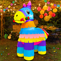 KOOY 6FT Cinco De Mayo Inflatables Fiesta Party Decorations Blow Up Donkey Pinata May 5 Mexican Decor with LED Lights for Holida
