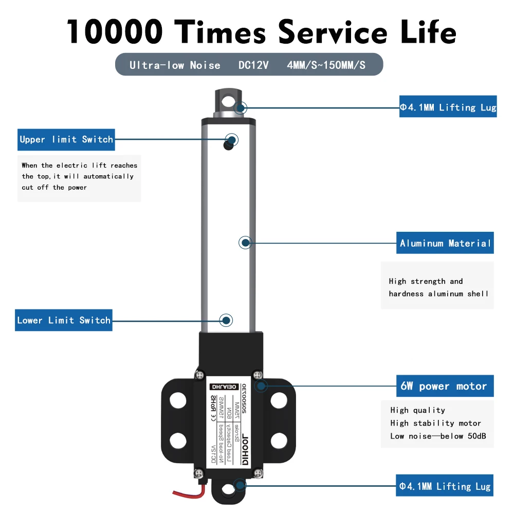 DHLA130-A2-12V linear actuator miniature electric telescopic push/pull rod aluminum shell motor for toy box/car/solar system