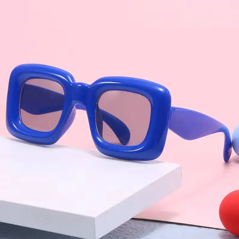 2026 Candy colored inflatable children's sunglasses New fashion trend Inflatable square baby sunglasses Funny glasses