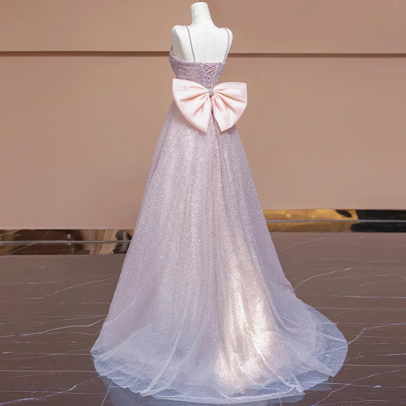 فستان سهرة للخطوبة بحزام للنساء 2025 نمط جديد متخصص الراقية البيانو الفن الصوتي امتحان الراقية الشعور المضيف #3