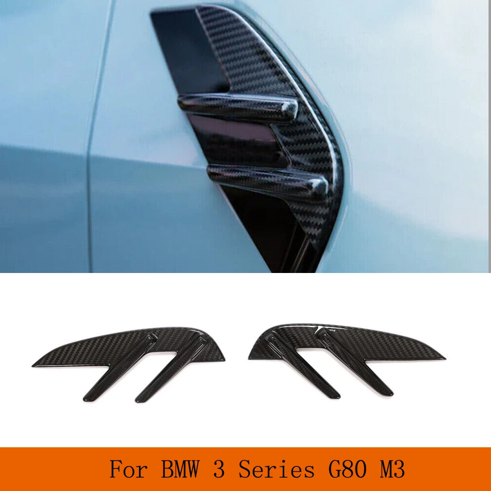 Dry Carbon Car Front Side Fender Air Vent Covers Trims For BMW 3 Series G80 M3 2021 2022 Car Air Intake Fender Vents Cover Trim