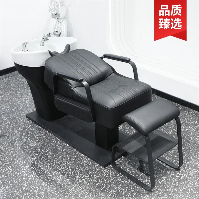 hairdresser ceramic deep basin simple semi-lying flushing bed