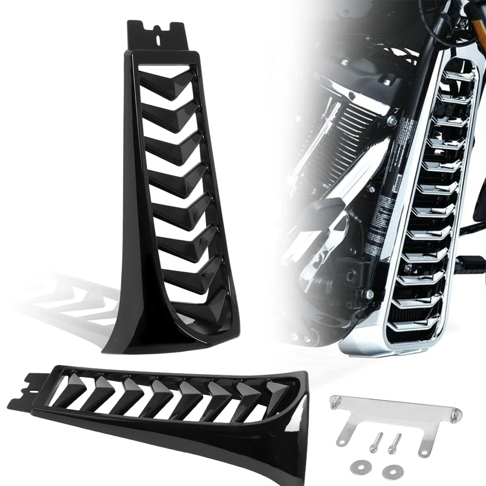 

Мотоциклетный спойлер-обтекатель (нижняя накладка радиатора) Vivid Black для Harley Softail Street Bob, Breakout, Fat Bob 2018-2023