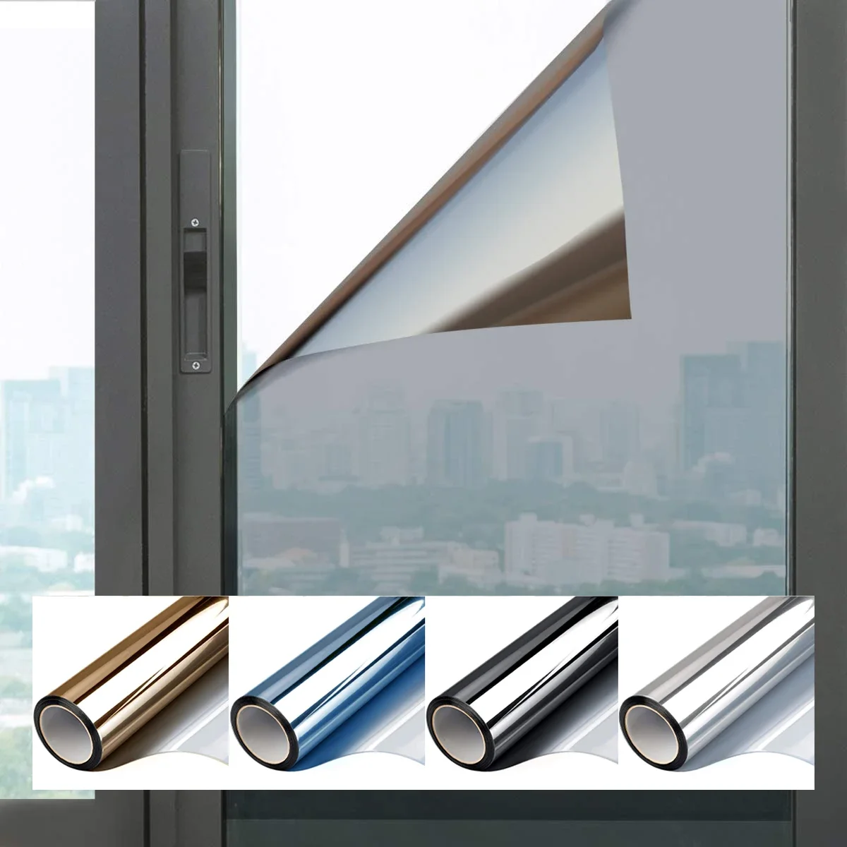 One Way Mirror Window Film Privacy Solar Self Adhesive Film for Home Heat Control Reflective Glass Vinyl Sun Block Window Tint