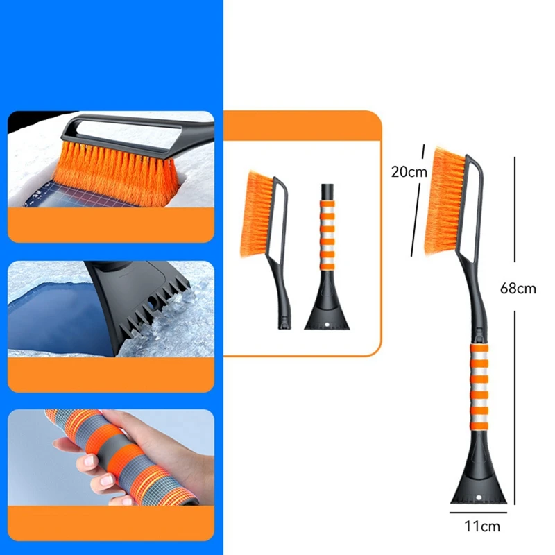 Snow Removal Brush Detachable De-Icer For Car Windshield, Car Snow Plow And Brush For Car Truck SUV ,27 Inch, 2PCS Easy Install