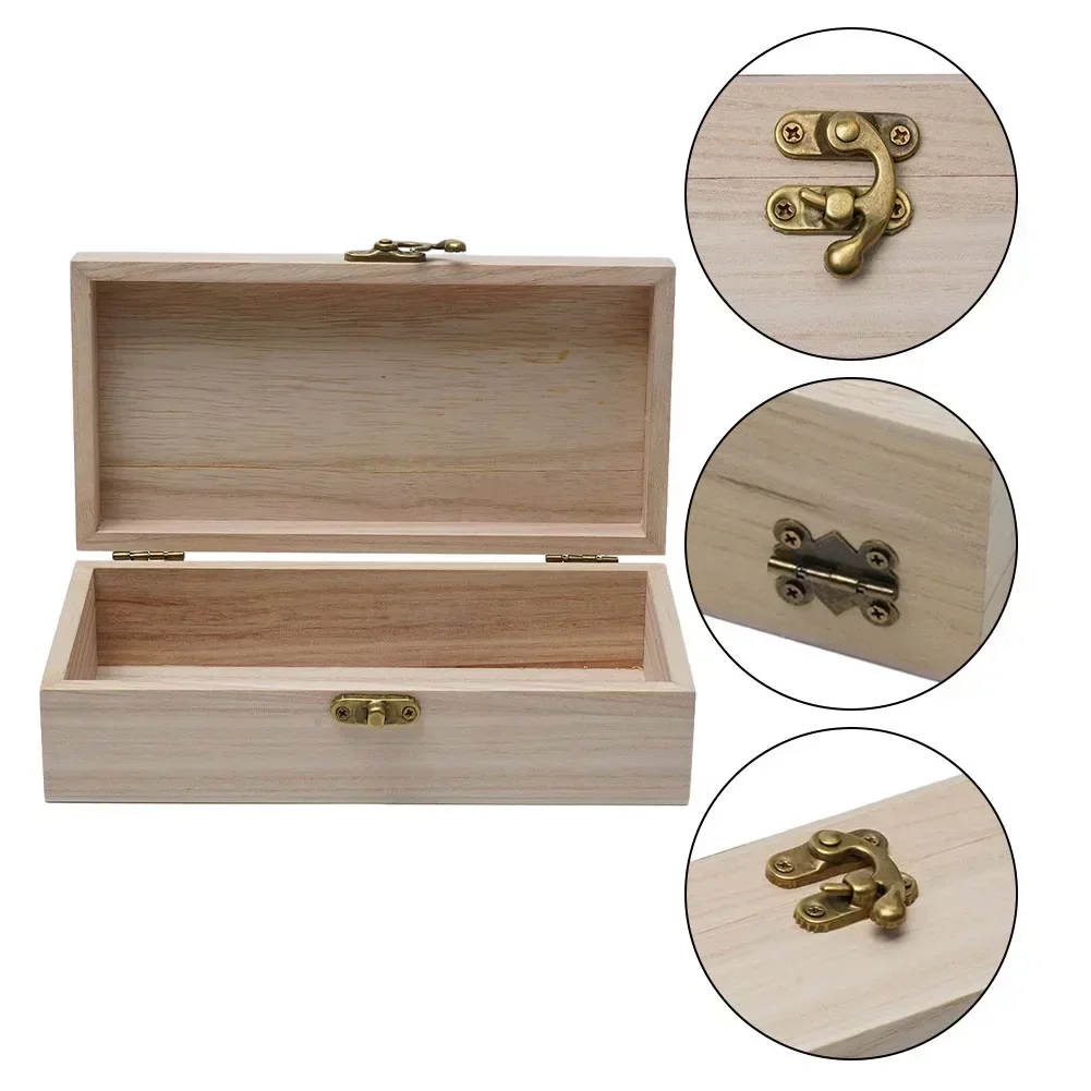 Retro Jewelry Box Desktop Natural Wood Clamshell Storage Decoration Wooden Home Storage Organization Storage Boxes