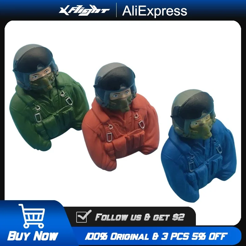 

XFlight 1/6 Scale RC Pilot Figure for RC Plane Car Truck, Hobby Model Toy, Green Orange Blue, 1PC, Fit 10-12" Vehicles