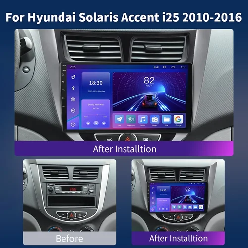 Imagen 2 del producto Pantalla táctil de Radio de 9 pulgadas y 2din para Hyundai Solaris Accent, estéreo para coche, Carplay, Android, Auto, Multimedia inalámbrico con marco