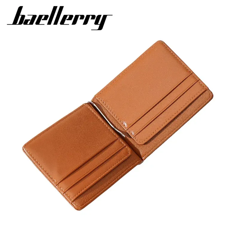 Baellerry PU Leather Wallets for Men Business Solid Color Short Wallets Male Portable Coin Purse Card Holder Large Capacity Bag
