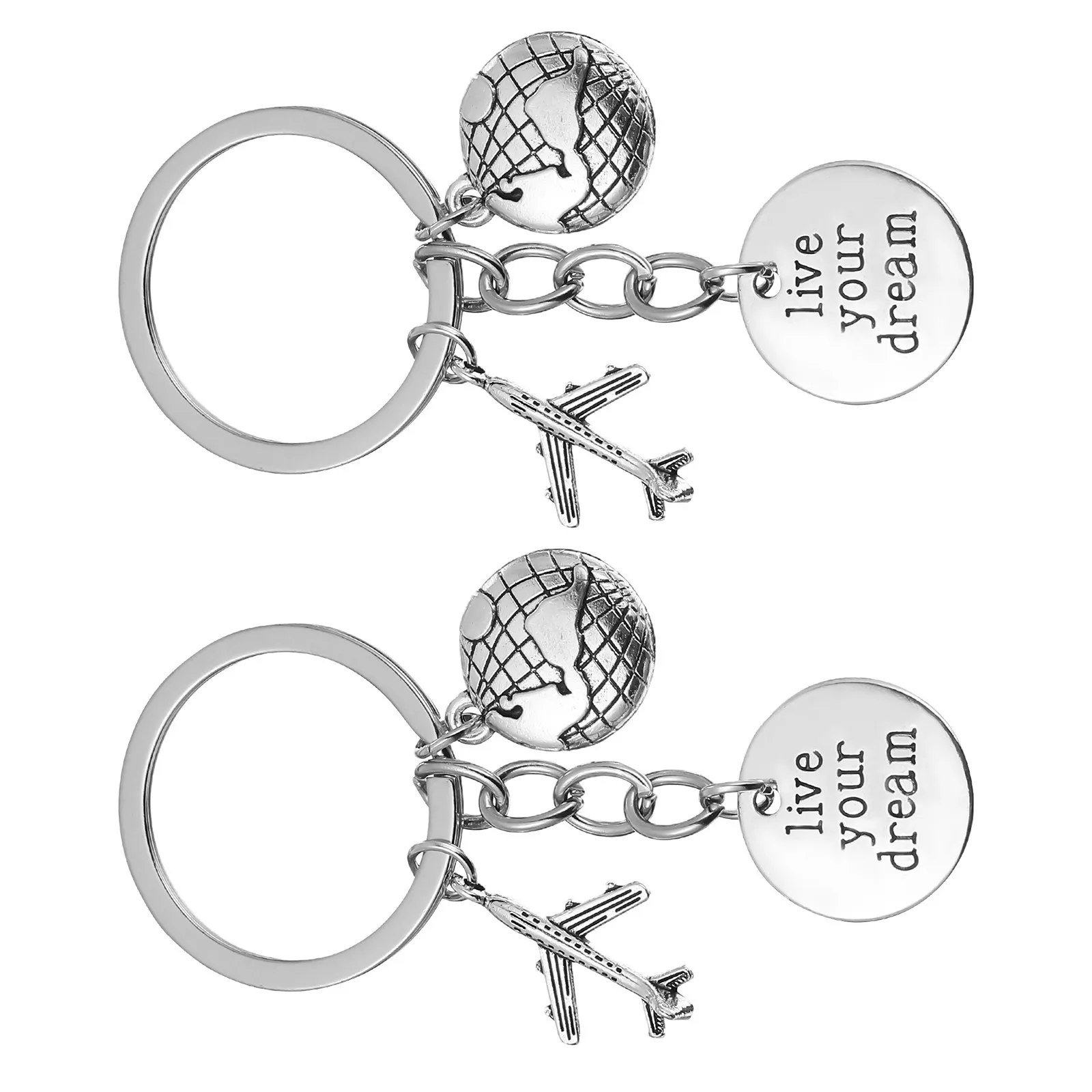 2Pcs Pilot Aviation Keychain Flight Attendant Gift Aviation Graduation 2026 Birthday Retirement Travel Lover Pilot Gift for Men