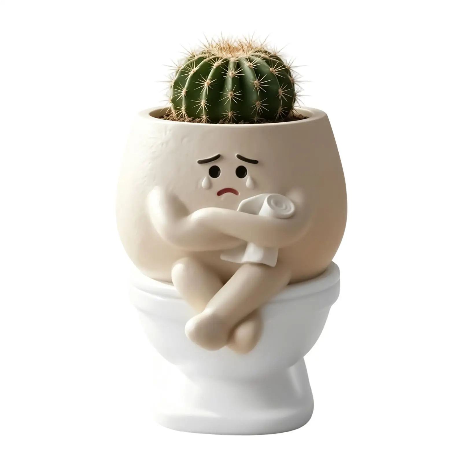 Funny sitting toilet ornament Planter Resin Toilet Shaped Breathable Decorative Flowerpot office desktop decoration crafts