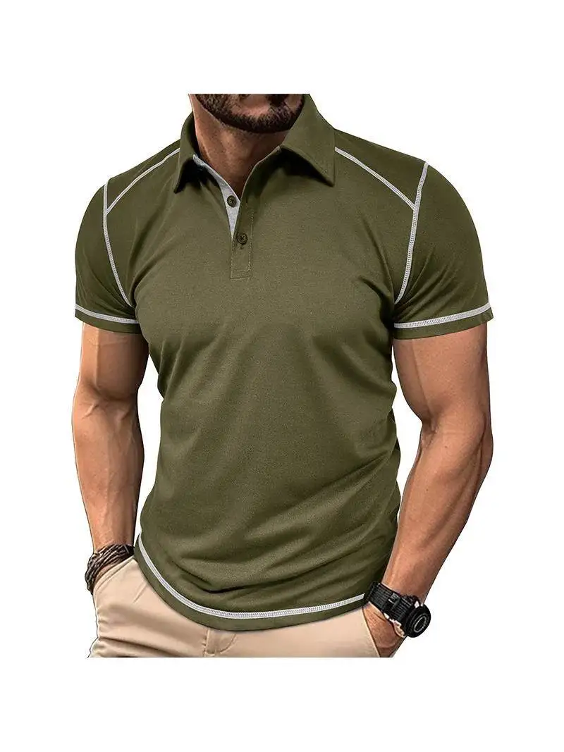 

Summer Patchwork ort Sve Men's irt Breathable Polyester Fiber Slim Fit Youth Faion Daily Wear Commute Sle