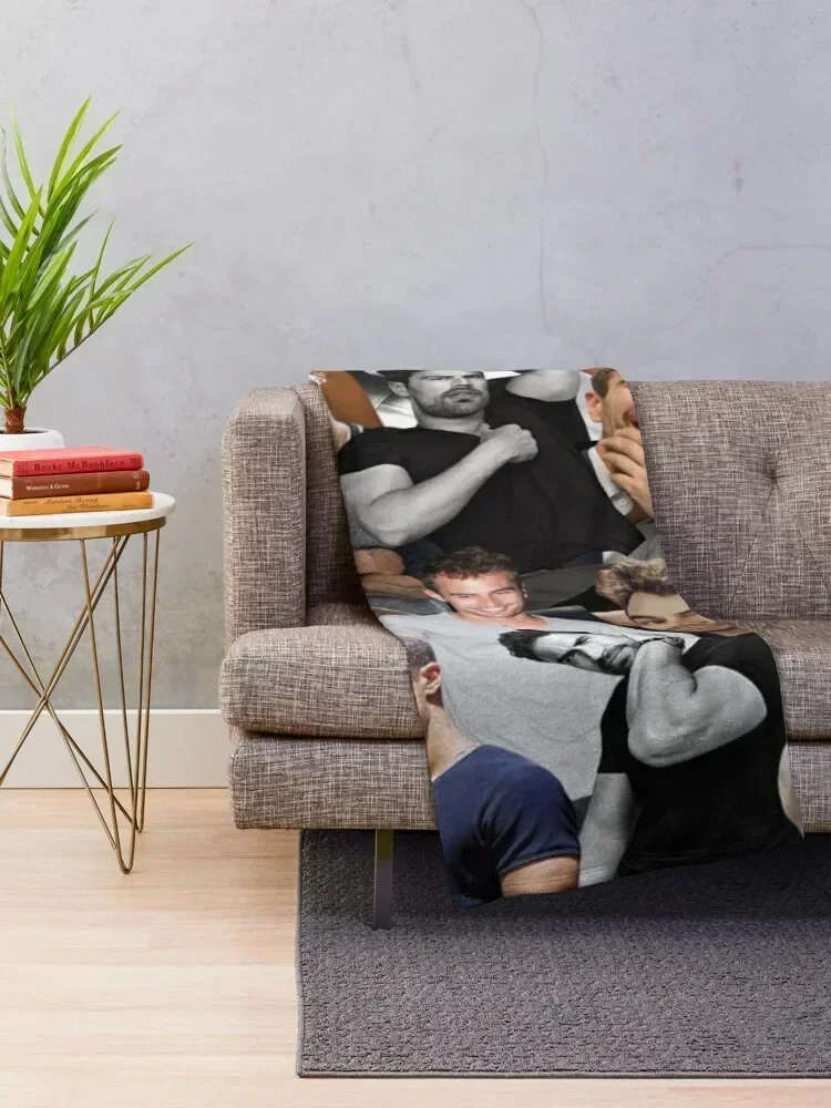 theo james photo collage Throw Blanket sofa bed Plaid on the sofa Plush Luxury Throw Blankets