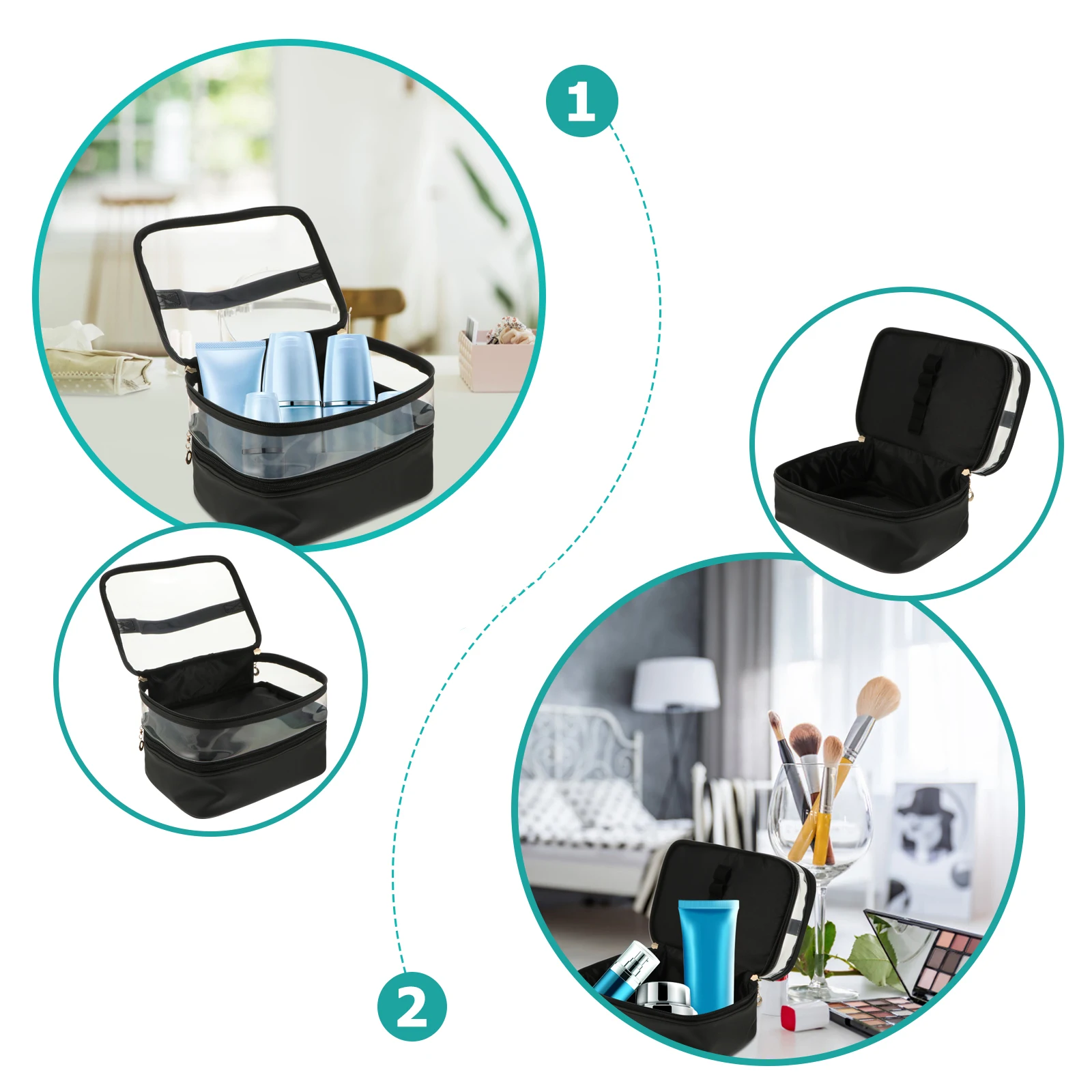 

Double Layer Bag PU Plastic Waterproof Wear Resistant Travel Outdoor Storage Tools Toiletry Large Capacity Portable