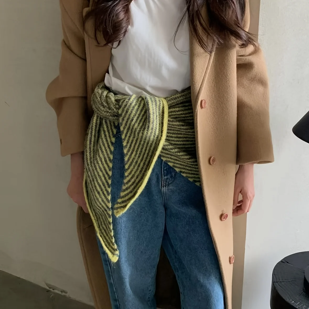 2025, neuer gestreifter Schal im koreanischen Stil für Damen, warmer und vielseitiger Herbst-/Winterschal, doppelter Verwendungszweck als Halswickel