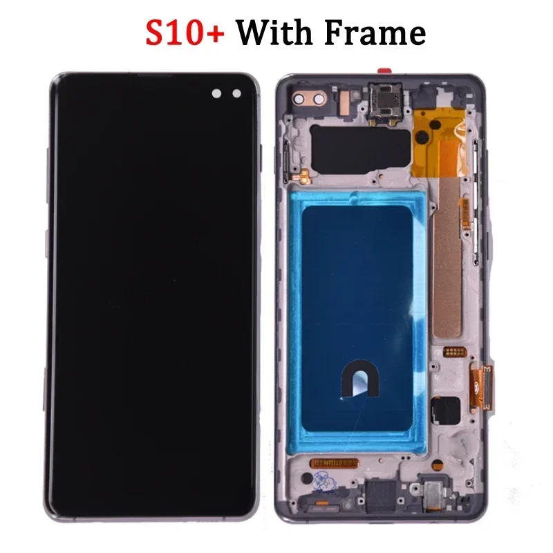 Screen for Samsung S10 Plus S10+ G975 G975F Lcd Display Digital Touch Screen with Frame for Samsung S10 G973 Assembly