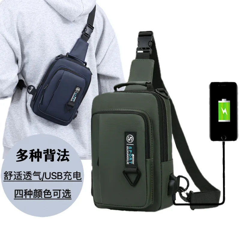 Factory Direct Sales New Multi-Functional Men's Chest Bag Casual Shoulder Messenger Bag OutdoorUSBCharging Anti-Theft Backpack