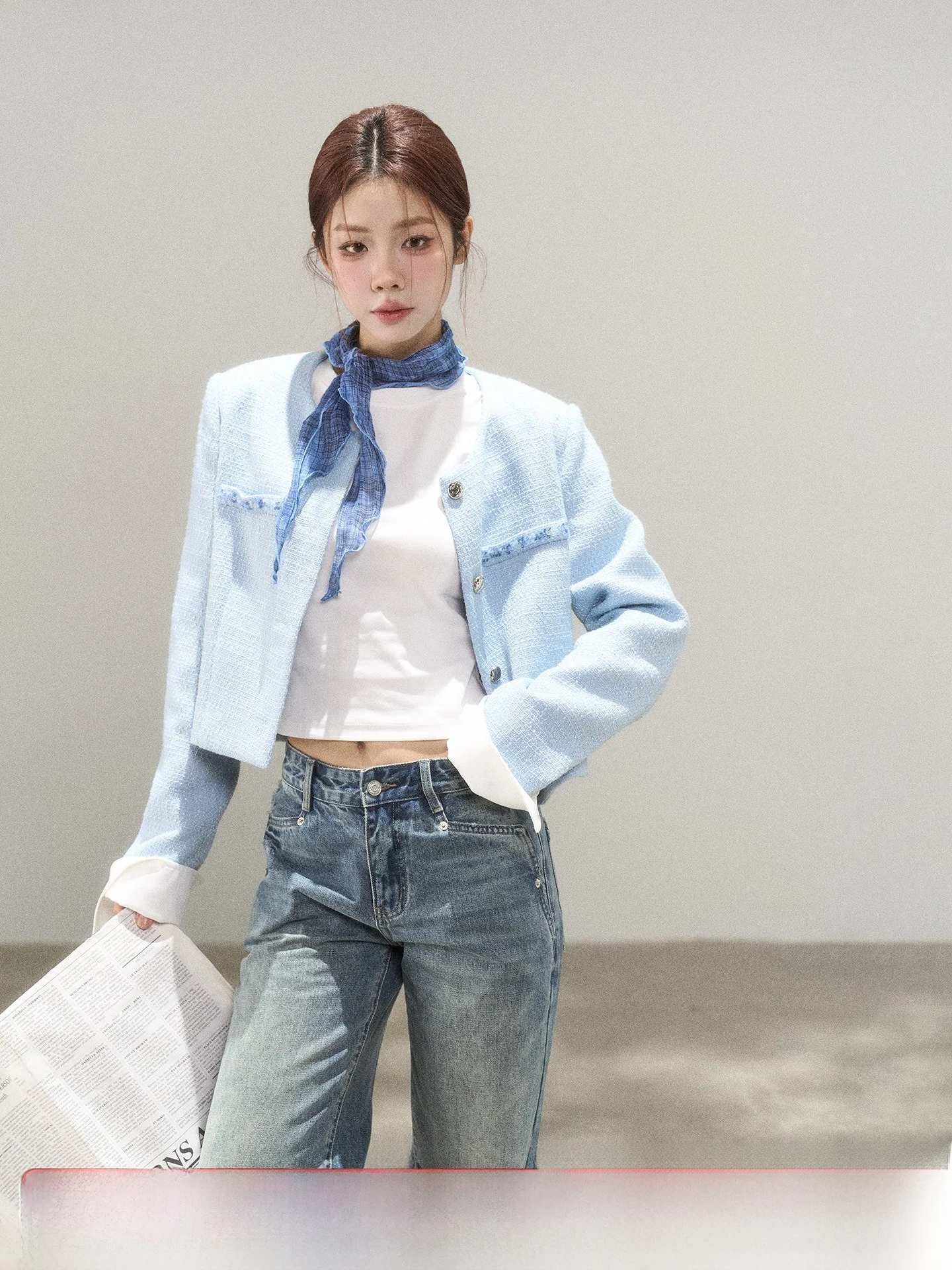 

Blue Button ort Coat Women's Faion 2025 Autumn New Sle Versatile High-End Feeling Top round Ne Commute Sle Pure Color