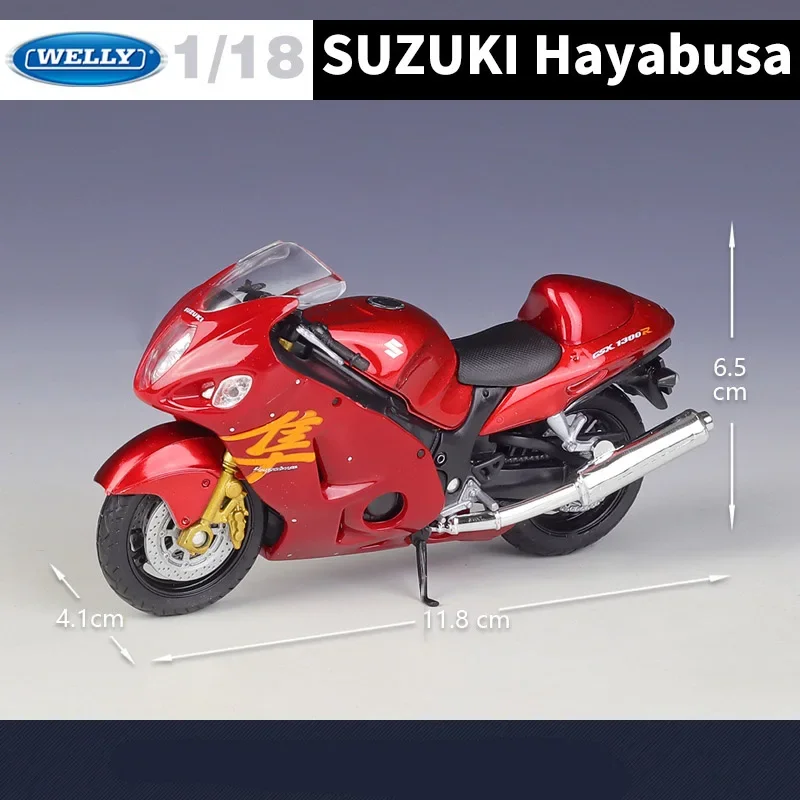 WELLY 1:18 SUZUKI Hayabusa GSX-1300R Alloy Motorcycle Model Diecasts Metal Toy Street Motorcycle Model Collection Childrens Gift