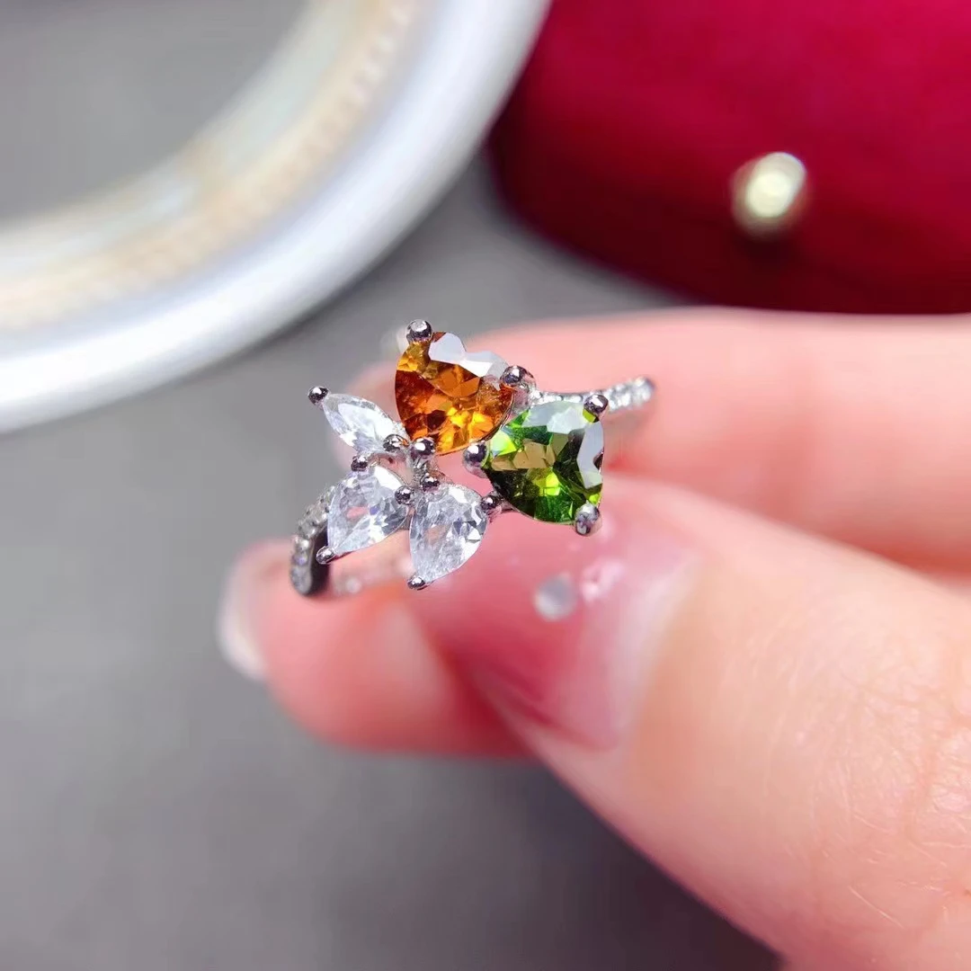 

Romantic Heart Tourmaline Ring for Party 5mm 100% Natural Tourmaline Silver Ring 925 Silver Jewelry